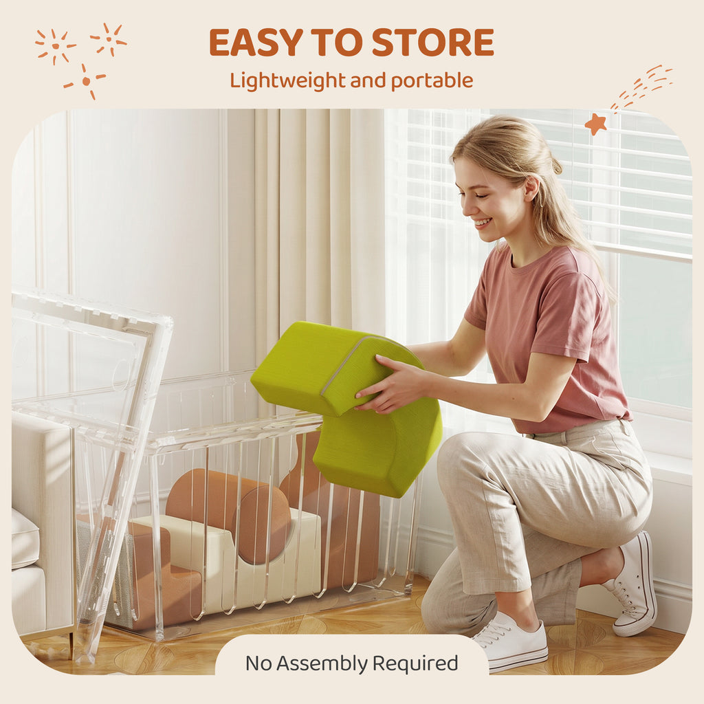 Toddlers Climbing Toys, 5 Pieces Foam Climbing Blocks with Non-Slip Bottom, Washable Cover for Crawling or Building