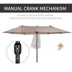 Patio Umbrella 15ft Double-Sided Outdoor Market Extra Large Umbrella with Crank Handle for Deck, Lawn, Backyard and Pool, Tan