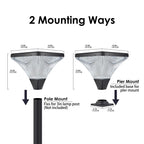 15" Outdoor LED Post Light with Remote Control, Dimmable and Timer Function, Weatherproof for Yard, Garden, 15" L x 15" W x 15.5" H, Black