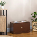 Elevated Dog Bowls with Storage Cabinet, Raised Dog Bowl Stand Pet Food Bowl Dog Feeding Station, Brown