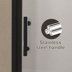 28" Bi-Fold Shower Door with Safety Film and Tempered Glass, Bathroom Door with Stainless Steel Handle, 28" L x 0.5" W x 72" H, Matte Black