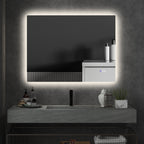 Dimmable Bathroom Mirror with Lights, 37" x 35" Backlit LED Mirror w/ Anti-Fog, Memory & Infinite Color Temperature