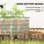 Set of 2 Raised Garden Bed, Metal Planter Box with Safety Edging, Easy-to-assemble Stock Tank, Cream