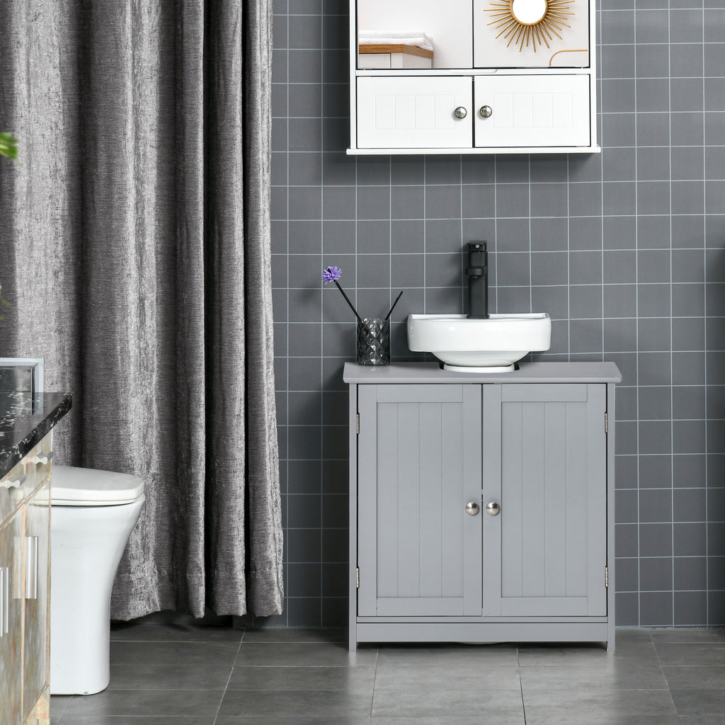 Bathroom Vanities, Bathroom Sink Cabinets with U-Shape Cut-Out and Adjustable Internal Shelf, Gray