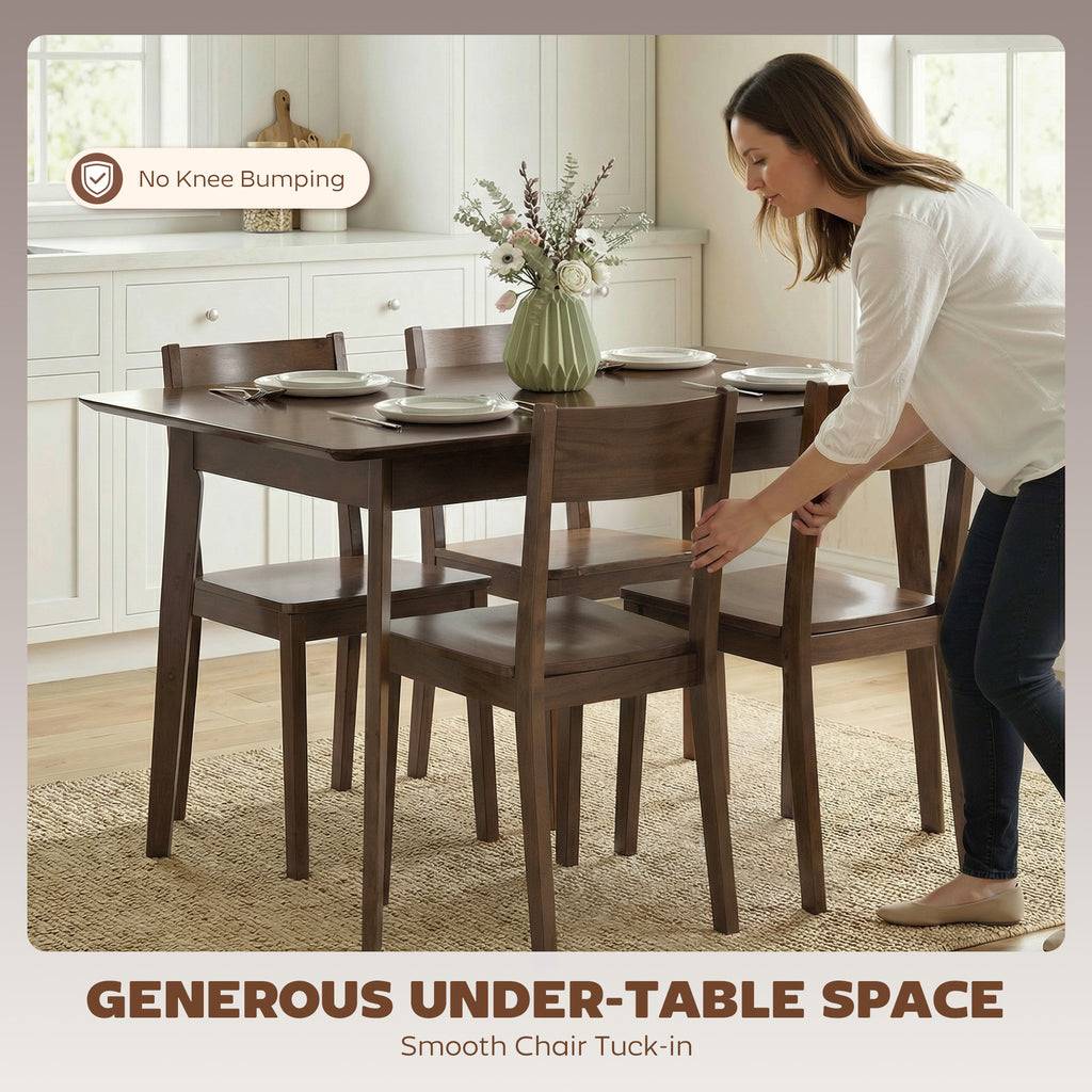 47.2" Rectangle Dining Table for 4, Mid-Century Modern Kitchen Table with Rubber Wood Frame for Dining Room, Mahogany
