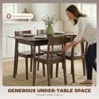 47.2" Rectangle Dining Table for 4, Mid-Century Modern Kitchen Table with Rubber Wood Frame for Dining Room, Mahogany
