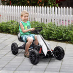 Kids Pedal Go Kart W/ Adjustable Seat, Swing Axle, White