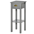 2-Tier Tall Side Table, Nightstand End Table w/ Drawer & Bottom Shelf for Living Room, Bedroom, Gray