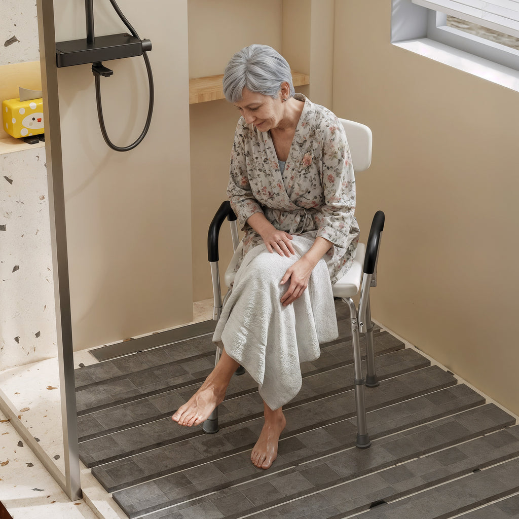 Shower Chair, Mobility Medical Grade Bath Chair, Adjustable Shower Bench with Removable Armrests for Seniors, Handicap, Disabled