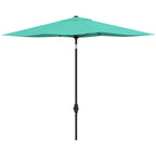 6.5' x 10' Rectangular Market Umbrella, Patio Outdoor Table Umbrella with Crank and Push Button Tilt, Teal