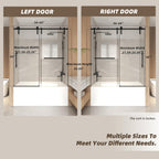 Sliding Bathtub Door with Waterproof Seals and Tempered Glass, Bathroom Door with Towel Bar Handle, 60" L x 0.5" W x 66" H, Matte Black