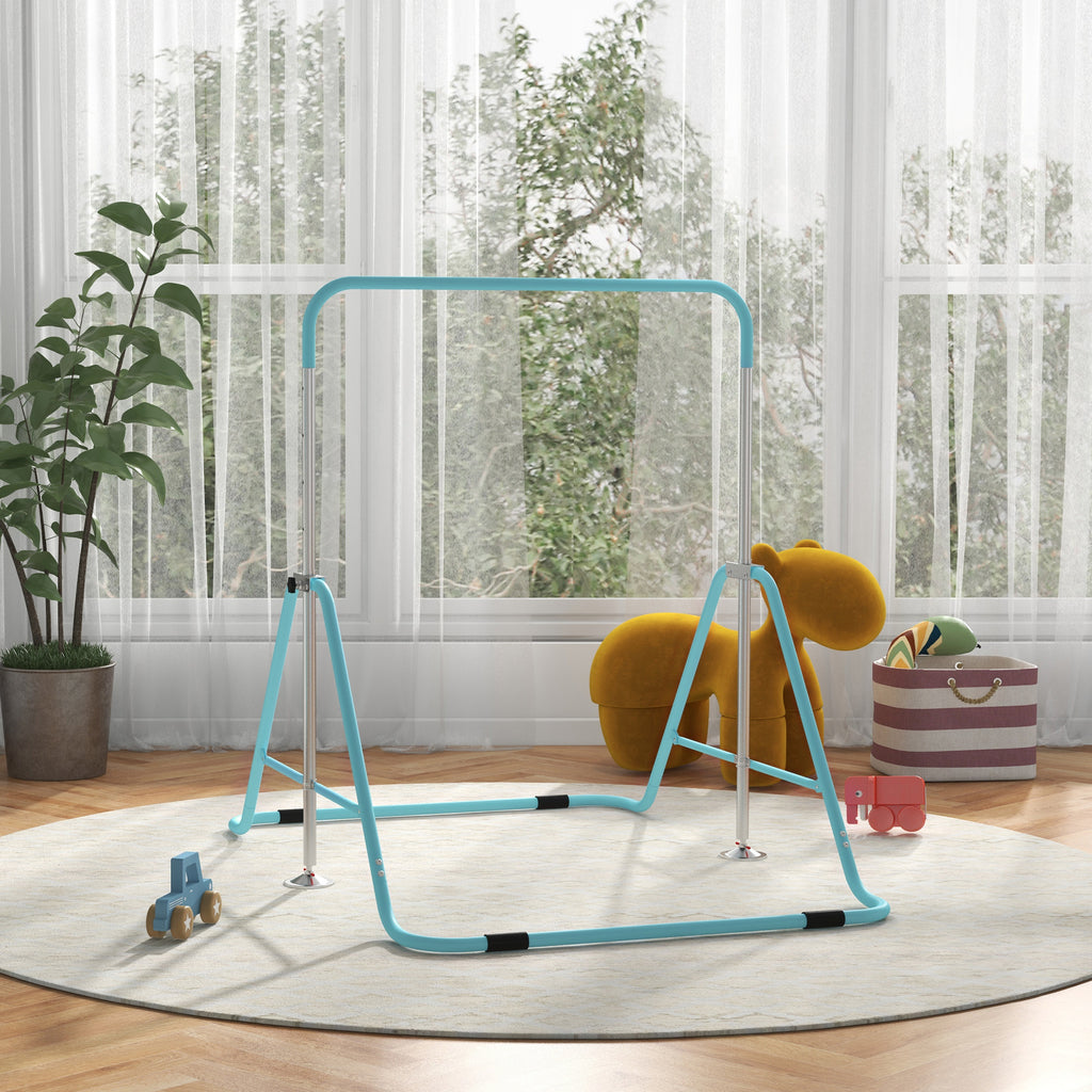 Folding Gymnastics Bar for Kids, Adjustable Height, Green