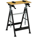 Work Bench Tool Stand with Adjustable Height and Angle, Carpenter Saw Table with 4 Clamps, Steel Frame, 220lbs Capacity