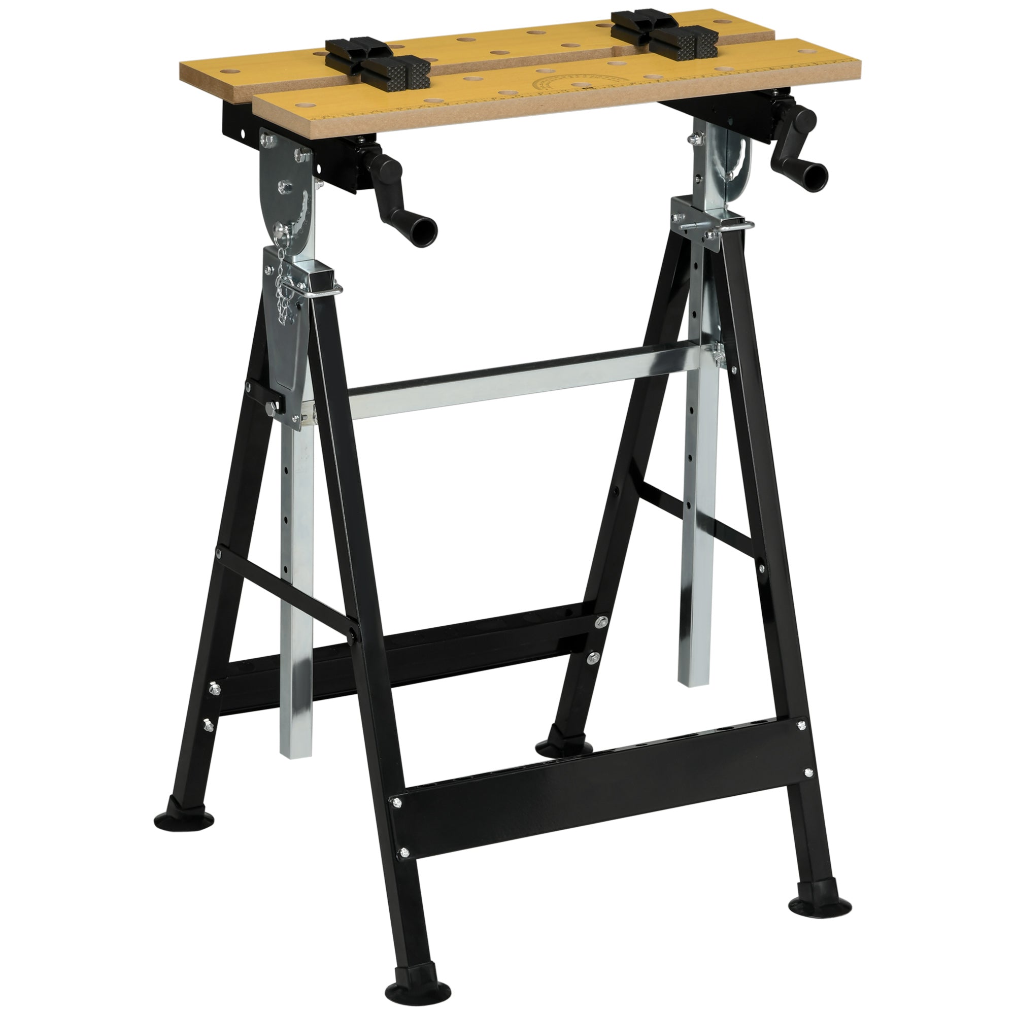 Work Bench Tool Stand with Adjustable Height and Angle, Carpenter Saw Table with 4 Clamps, Steel Frame, 220lbs Capacity