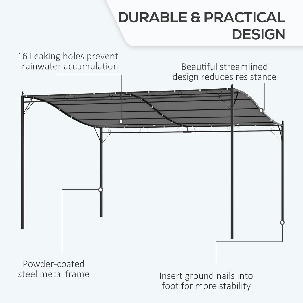 10' x 13' Outdoor Pergola Gazebo, Steel Patio Canopy with Weather-Resistant Fabric and Drainage Holes, Gray