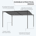 10' x 13' Outdoor Pergola Gazebo, Steel Patio Canopy with Weather-Resistant Fabric and Drainage Holes, Gray