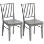 Dining Chairs Set of 2 Ergonomic Solid Wood, Armless Kitchen Chairs with Rubberwood Legs, Rustic Gray