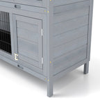 54" 2-Story Large Rabbit Hutch Bunny Cage Wooden Pet House Small Animal Habitat Lockable Doors, Tray, Roof, Gray