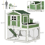 49" Small Chicken Coop Hen House with Garden Space, Chicken House Outdoor Run Cage with Weather Protection, 2-4 Birds, Green
