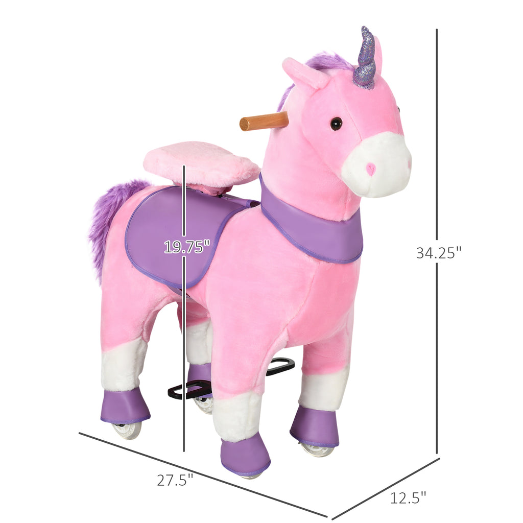 Ride On Real Walking Unicorn with Sparkly Horn, Soft Plush Ride On Rocking Horse Bearing 176lbs, Imaginative Interactive Toy for Kids, Unicorn Gifts