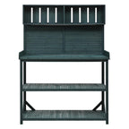 Outdoor Potting Bench with 4 Shelf & Side Hook for Patio, Farmhouse Garden Workstation with Large Tabletop, 47'' L x 19.5'' W x 65'' H, Green