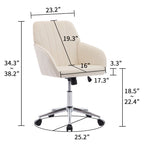 Adjustable Ergonomic Swivel Chair with Memory Foam Cushion and Lumbar Support, Office Chair with Silver Base, 25" L x 23" W x 38" H, Beige