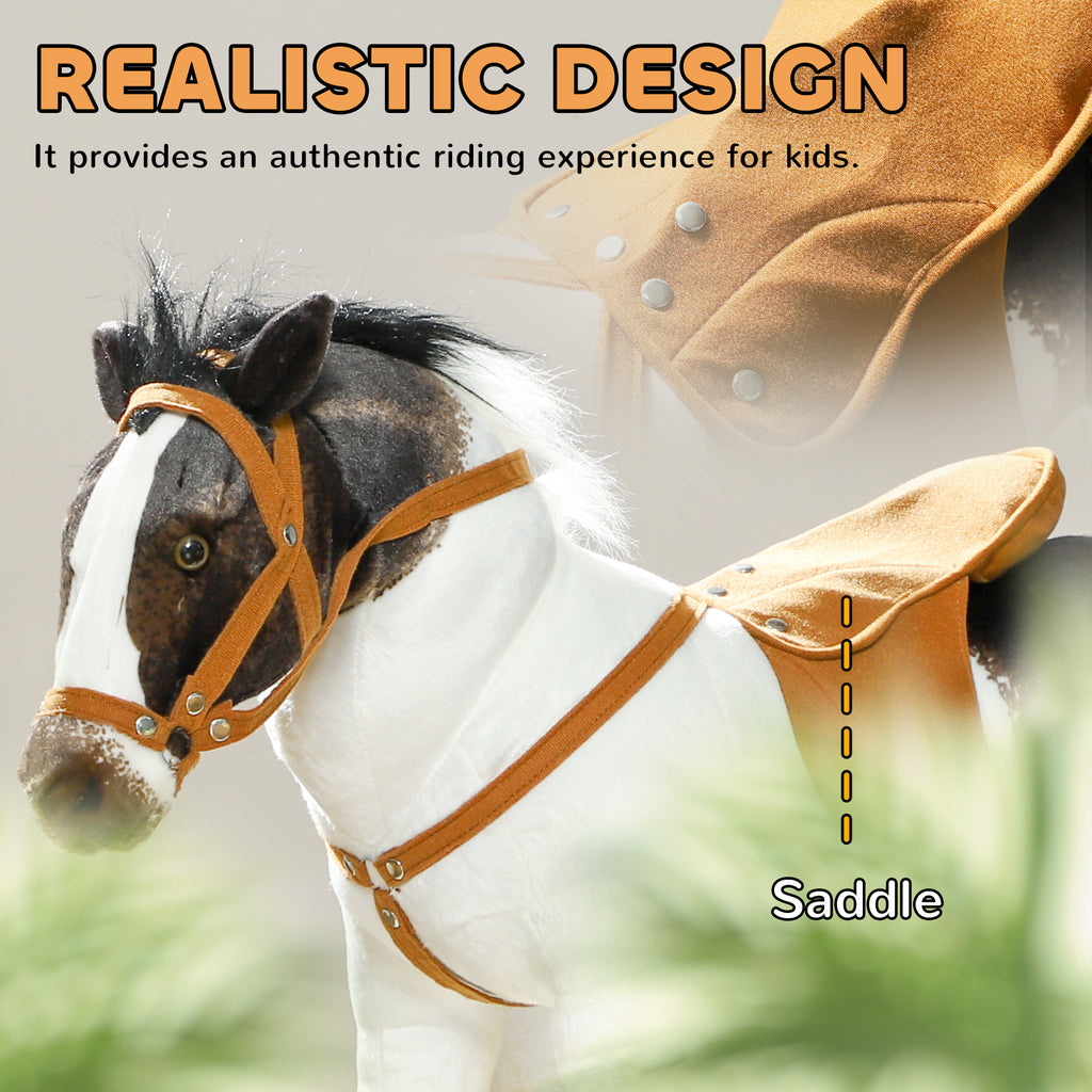 Ride on Horse for Toddlers 3-8 Years Old, Stuffed Animal Horse Toy with Neighing Sound, Brown