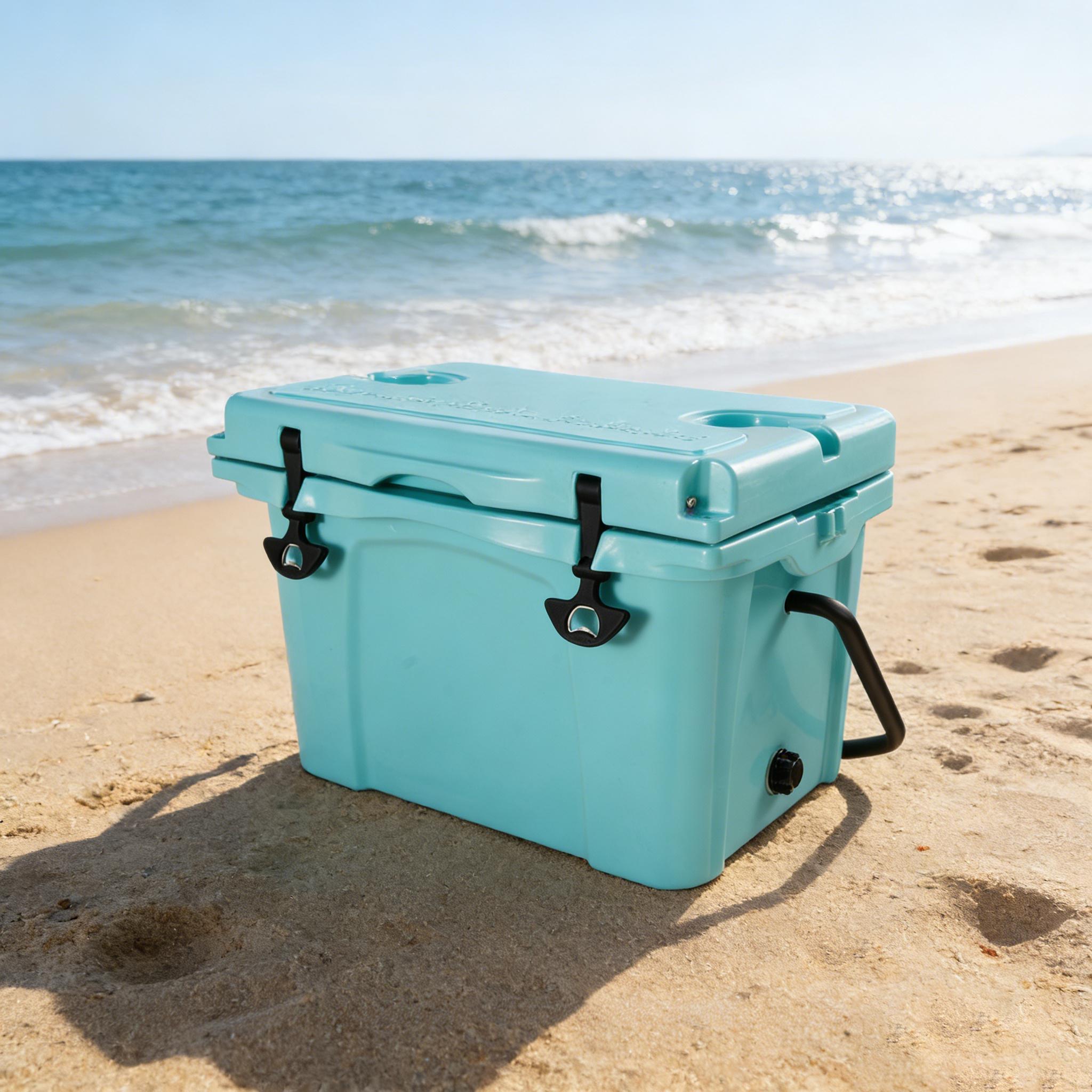 25QT Portable Insulated Hard Cooler with 5-7 Day Ice Retention, Camping Cooler Box for Outdoor Use, 21.5″ L x 15.5″ W x 15.5″ H, Turquoise