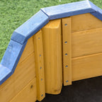 Kids Wooden Sandbox Pirate Ship Sandboat w/ Bench Seat Storage Space Ceder Wood