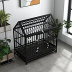 48" Heavy Duty Dog Crate with 4 Lockable Wheels, Double Doors, and Removable Tray, for XL and L Dogs