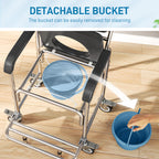 3-in-1 Shower Commode Wheelchair, Accessible Transport Commode Medical Rolling Chair, Black