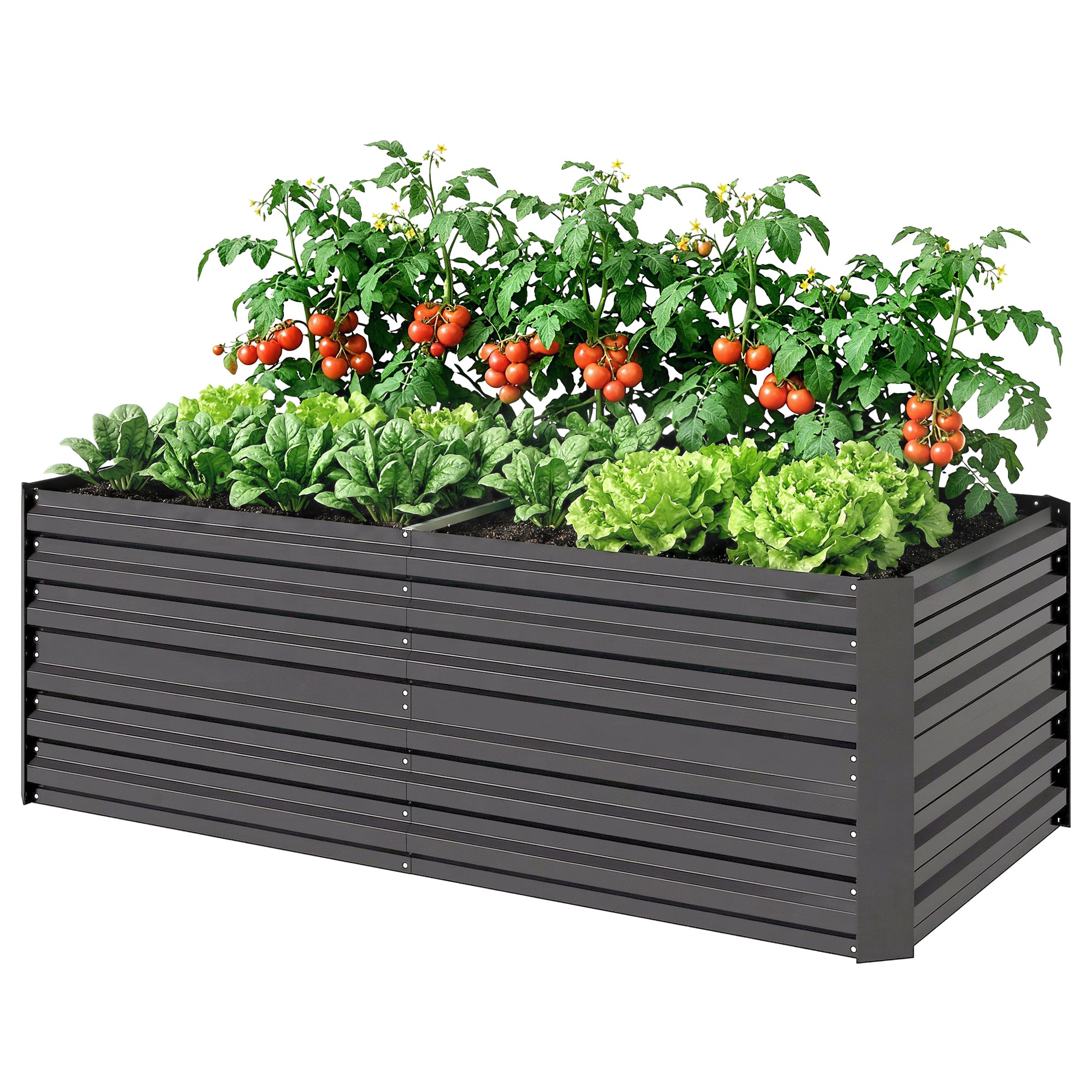 Galvanized Raised Garden Bed, Steel Outdoor Planters with Reinforced Rods, 71" x 36" x 23", Dark Gray