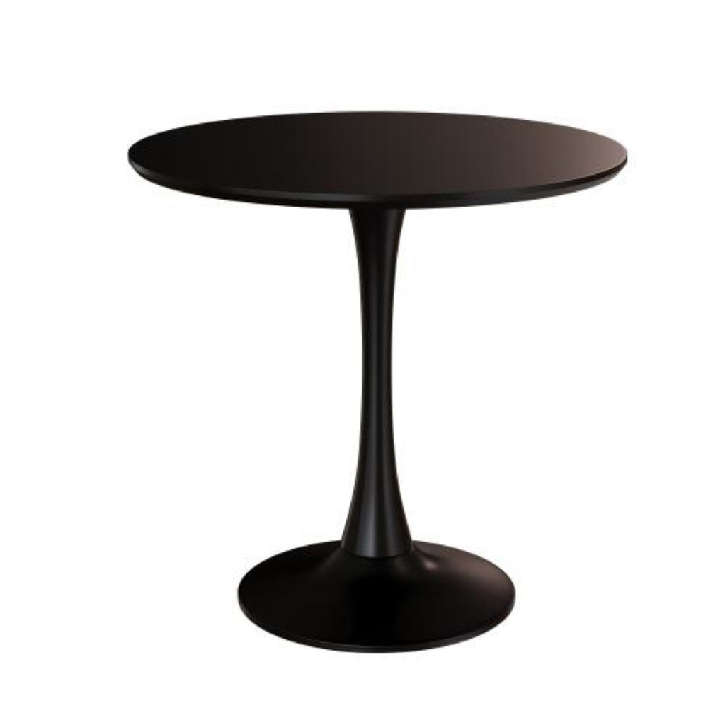 Modern Round Dining Table with MDF Top and Steel Base, Strong Construction, Easy Assembly and Cleaning, 23.5″ L x 23.5″ W x 29″ H, Black