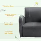 Kids Sofa Rocking Chair with Side Pocket, PU Leather Toddler Armchair for Children Grey