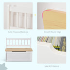 2-in-1 Kids Wooden Toy Organizer Chest Storage Box with Seat Bench Cabinet Chunk Cube with Safety Pneumatic Rod White