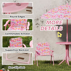 Kids Picnic Table and Chair Set, Outdoor Table with Foldable Chairs, Removable Umbrella, Pink