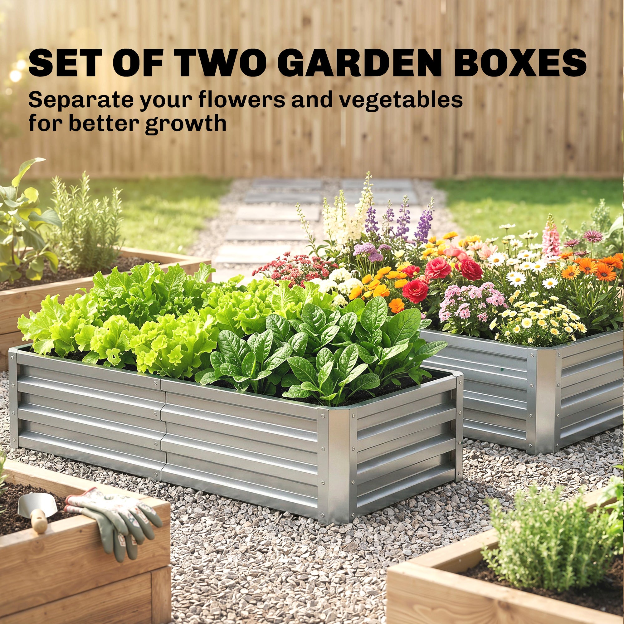 Galvanized Raised Garden Bed, 4' x 2' x 1' Metal Planter Box, for Growing Vegetables, Flowers, Herbs, Succulents, Silver