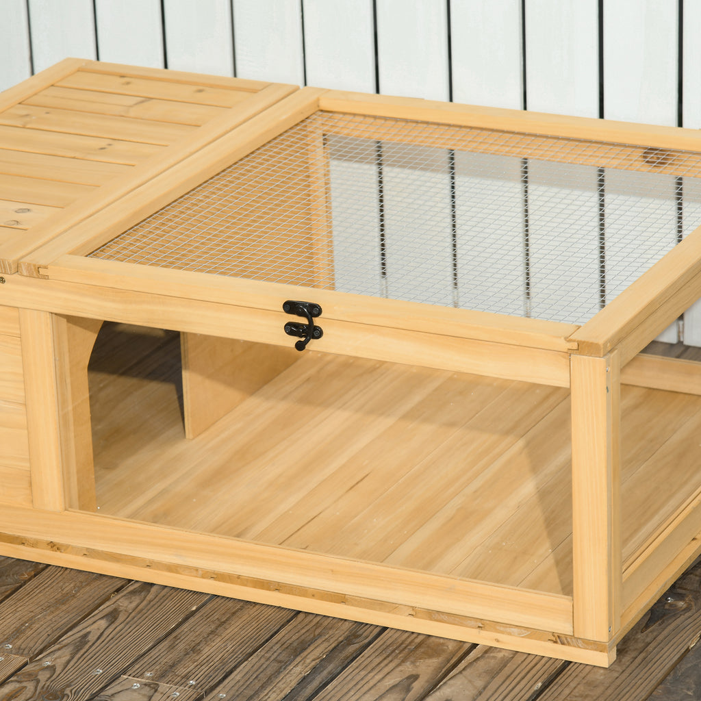 Wooden Reptile Cage with Top Access for Turtles, Lizards, Snakes, Yellow