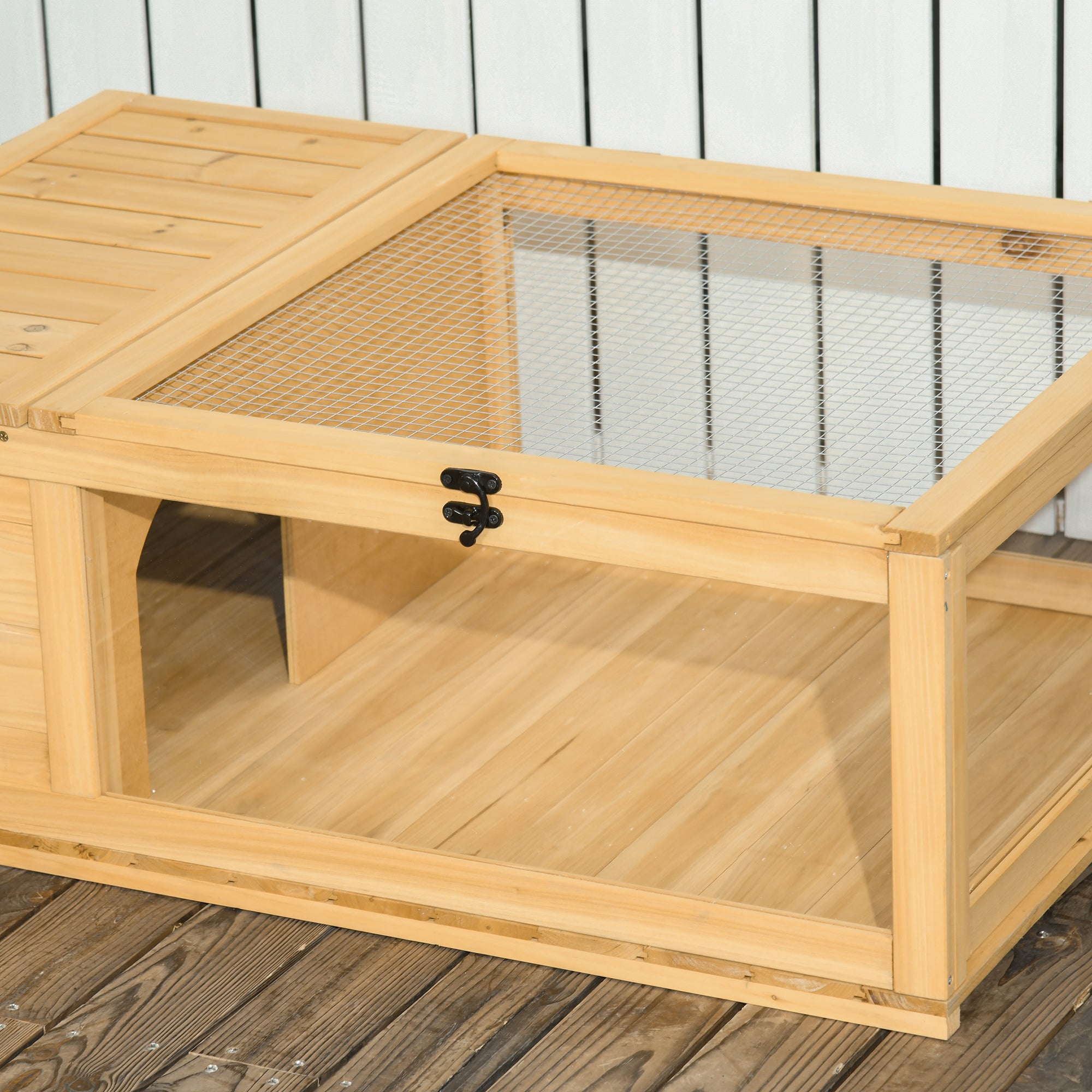 Wooden Reptile Cage with Top Access for Turtles, Lizards, Snakes, Yellow