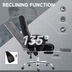 Massage Office Chair, Heated Reclining Computer Chair with Adjustable Height and Footrest, Black