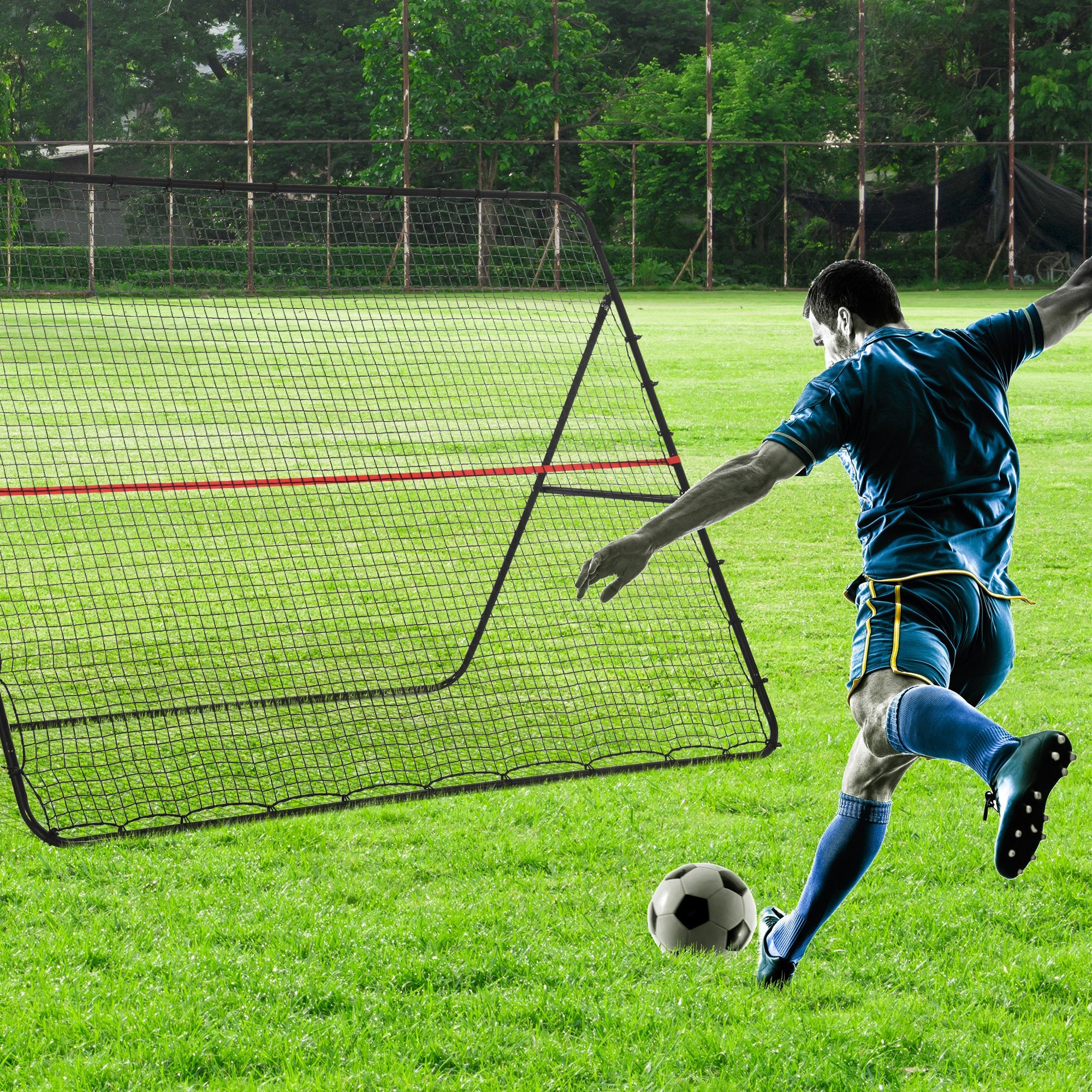 Soccer Rebounder Net, Adjustable and Foldable Multi-Sport Training Bounce Back Net, Target Goal for Soccer Practice and Training, 8.5' x 6.5'