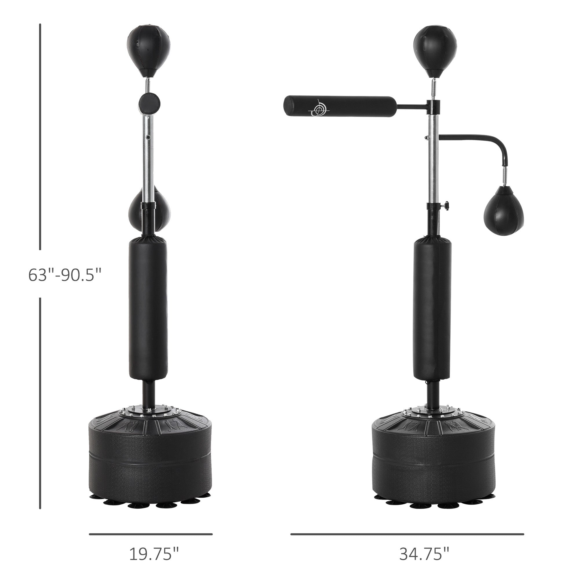 4-in-1 Boxing Punching Bag Stand with 2 Speedballs, 360° Relax Bar, & PU-Wrapped Bag & Adjustable Height, Black