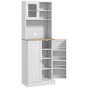 66.5" Tall Kitchen Pantry Cabinet, Kitchen Hutch, Microwave Cabinet with Adjustable Shelves for Dining Room, White