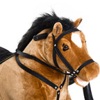 Durable Kids Plush Spring Rocking Horse, Ride On Rocking Horse with Realistic Sounds, Brown