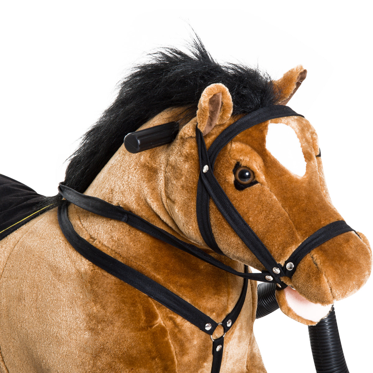 Durable Kids Plush Spring Rocking Horse, Ride On Rocking Horse with Realistic Sounds, Brown