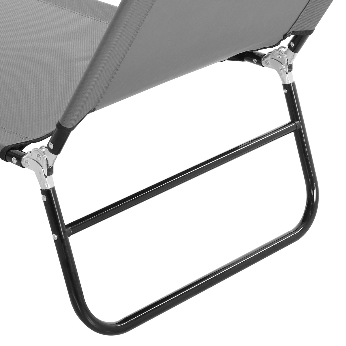 2 Pieces Pool Chaise Lounge Chairs, Folding Lounge Chairs with 5-Level Reclining Back, Steel Frame, Dark Gray