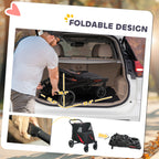 One-Click Foldable Dog Stroller for M, L Dogs, Pet Stroller, Black