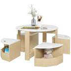 5 Piece Kids Table and Chairs Set with Storage for Art, Craft, Drawing, Playroom, Classroom, Nursery, White