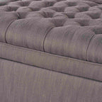 Storage Ottoman with Birch Legs, Hand-Tufted Fabric, 50" L x 20.5" W x 18.25" H, Spot Clean, Gray