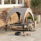 Elevated Dog Bed with Canopy, Raised Outdoor Pet Bed for Camping with Washable Breathable Mesh, 42" x 30" x 37"